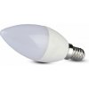 V-TAC LED žiarovka, stmievateľná, sviečka, E14, 5.5W, 470lm, Samsung Chip Studená biela