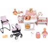 Set domček pre bábiku trojkrídlový a kočík s jedálenskou stoličkou Large Doll´s Play Center Soft Baby Nurse Smoby a 32 cm bábika so spacím vakom