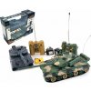 Teddies RC sada tanků 2 ks RTR 33+ dobíjecí pack tanková bitva se zvukem modrá a zelená 1:28