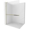 Mexen Kioto+ L, sprchová zástena Walk-In s poličkou a vešiakom 70 x 200 cm, 8mm sklo námraza, zlatý lesklý profil,800-070-123-50-30