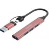 Canyon DS-02, USB-C Hub, 4 porty, 3xUSB 2.0 480Mbps, 1xUSB 3.0, 5Gbps, USB-C/USB-A adaptér, ružová CNS-TDS02P