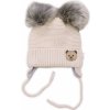 BABY NELLYS Zimná čiapka s fleecom Teddy Bear chlupáčk. bambuľky sv. šedá šedá