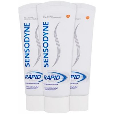 Sensodyne Rapid Relief Whitening Trio bieliaca zubná pasta na citlivé zuby 3x75 ml