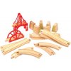 Bigjigs Rail Drevené koľaje - Set s mostom 18 ks