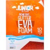 JUNIOR-ST Dekoračná pena A4 EVA Glitter červená samolepiaca 2,0 mm, sada 10 ks