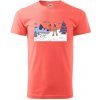 Panoráma lyžovania - Klasické pánske tričko vyššej gramáže - 3XL ( Korálová )