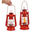 Kovová červená lampa na petrolej - Retro dekoratívny lampáš 24 cm