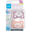 Mam Supreme silikon Pacifier Violet & Orange 2 ks