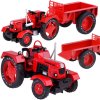 JOKO Kovový Traktor s Vlečkou 1:18, červený