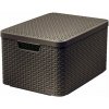 Tmavohnedý plastový úložný box s vekom 33x44,5x25 cm Style – Curver