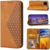 Peňaženkové kožené puzdro CUBIC GRID na Motorola Moto G32 - Žltá