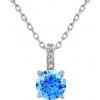Silvego Strieborný náhrdelník so svetlo modrými Swarovski® Zirconia 7 mm LPS1274NSWLB