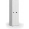 Kovová šatníková skrinka S1 zúžená, 2 oddiely, 1850 x 500 x 500 mm, demont, mechanický kódový zámok, laminované dvere, biela