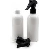 Plastová fľaša, biela, čierny pákový rozprašovač 200 ml