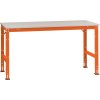 Manuflex AU4034.2001 UNIVERZÁLNY štandardný pracovný základný stôl s plechovou doskou, ŠxHxV = 1250 x 800 x 760-870 mm, červenooranžová (RAL 2001); AU4034.2001