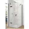 Hüppe Astra - Krídlové dvere s pevným segmentom 900x2000 mm pre 4-uholník, upevnenie vľavo, profil Black Edition, číre sklo s Anti-Plaque PX0003.123.322