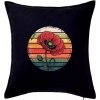 Vlčí mak vintage kruh - Vankúš 50x50 - 50x50 - Vrátane výplne ( Čierna )