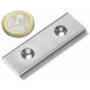 Neodymový magnetický úchyt kváder 60 × 20 v. 4 mm, 2× M4, sila 29 kg