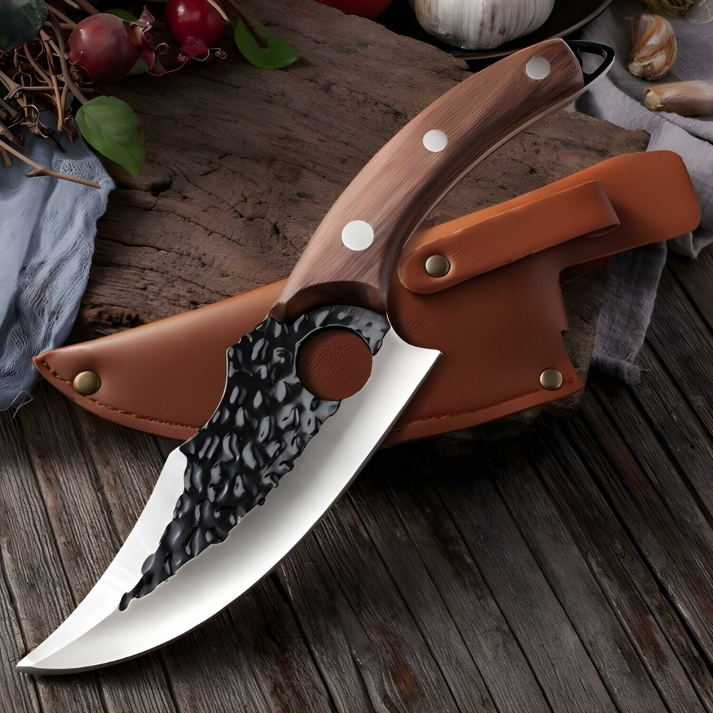 IZMAEL Kuchynský sekací nôž Kasukabe Hnedá/S puzdrom 15.5 cm