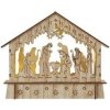 LED dekorácie EMOS vianočný betlehem drevený, 15 cm, 2x AA, vnútorné, teplá biela, časovač (DCWW34)
