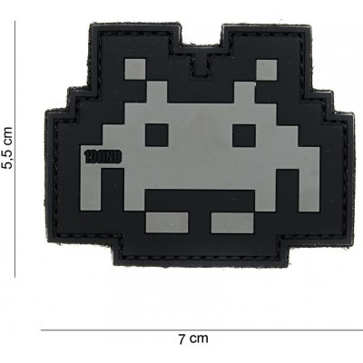 Gumová nášivka 101 Inc Space Invader - sivá