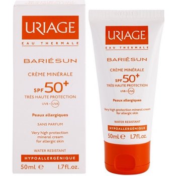 Uriage BariéSun minerálny ochranný krém na tvár a telo Chemical Filter-Free Fragrance-Free Oil-Free Water Resistant Hypoallergenic SPF50+ 50 ml