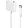 Gembird audio adaptér USB-C (F) na stereo 3.5 mm jack (M) + USB-C (F) pre nabíjanie, 10cm kábel, biely A-CM-3.5FP-01