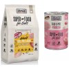 MACs kombi balenie: 12 x 400 g mokré krmivo + 2 x 1,5 kg Superfood granule - 12 x 400 g teľacie a morčacie + 2 x 1,5 kg Adult kačacie, morčacie a kuracie