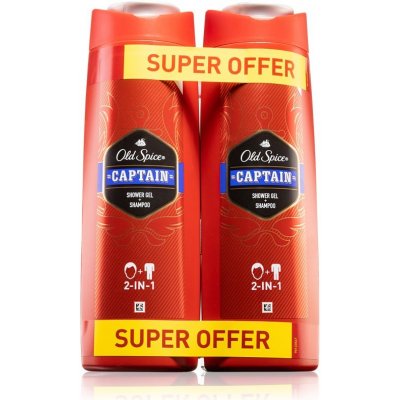 Old Spice Captain sprchový gél a šampón 2 v 1 2x400 ml