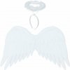 Ruhhy 26480 Kostým anjelských krídel s čelenkou a aureolou, biely