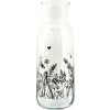 Clayre & Eef Sklenená karafa s kvetinami Flora And Fauna 9 x 25 cm 1000 ml