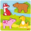 Goki Drevené hmatové puzzle Zvieratká