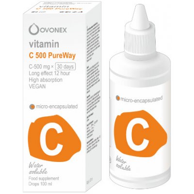 OVONEX Vitamín C 500 PureWay kvapky 100ml • Podpora: Imunita • Nervová/Psychická činnosť, Variant • 1ks Produkt + 1ks s 10% zľavou