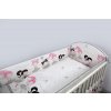 5 dielna súprava do postieľky (mantinel 360 cm) biela / sivá / ružová - Baletka