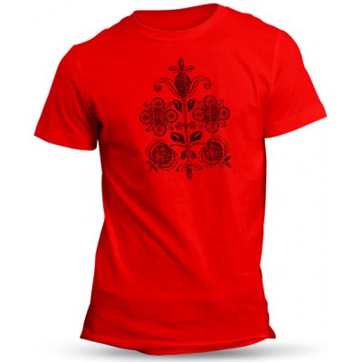Kubo Folklórne tričko folklórny kvet retro Unisex Červené L (44-46)