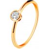 Šperky eshop - Prsteň zo žltého 14K zlata - ligotavý okrúhly zirkón v lesklej objímke S3GG135.37 - Veľkosť: 56 mm