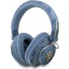 Guess - bezdrôtové slúchadlá 4G Metal Logo, Bluetooth 5.3, ENC, USB-C, eko-koža, on-ear, 300 mAh - modré