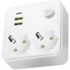 Kobi | Rozbočovacia zásuvka s vypínačom LINEA 2x230V + 3xUSB A/C SCHUKO biela | 004317