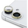 Guess Fixed Glliter tvrdené sklá posádzané kamienkami na ochranu šošoviek fotoaparátu pre iPhone 16 / 16 Plus - zlatá 57983123487 - možnosť vrátiť tovar ZADARMO do 30tich dní