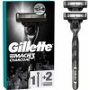 Gillette Mach 3 Charcoal sada: holiaci strojček, 1 ks + vymeniteľné hlavice, 2 ks.