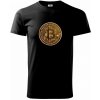 Bitcoin zlatá minca guľatá - Klasické pánske tričko vyššej gramáže - L ( Čierna )