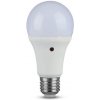 V-TAC E27, 9W, 806lm, A60, svetelný senzor teplá 2700K