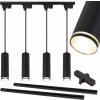 Sada koľajnicového osvetlenia 4x GU10 lampa lišta 2m ČIERNA závesná TUBA LED