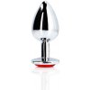 Ouch! Round Gem Butt Plug Large Silver/Ruby Red
