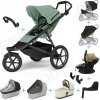 Set 10v1 Thule Urban Glide 3 Mist green s magnetickou sponou + madlo + vanička Soft Beige + pláštenky a moskytiéry Thule + Autosedačka Thule Maple Faded Kaki s ISOFIX základňou Thule Alfi a adaptéry