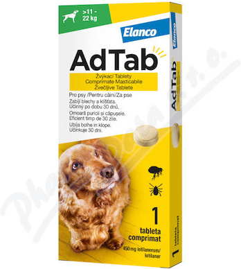 AdTab 450 mg žuvacie tablety pre psov 11-22 kg 1 tbl