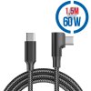 MEGA Technology MEGATECH Kábel USB-C/USB-C, 90°, 60W, 1.5m