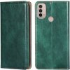 Peňaženkové kožené puzdro Gloss Oil Solid na Motorola Moto E20 / E30 / E40 - Zelená