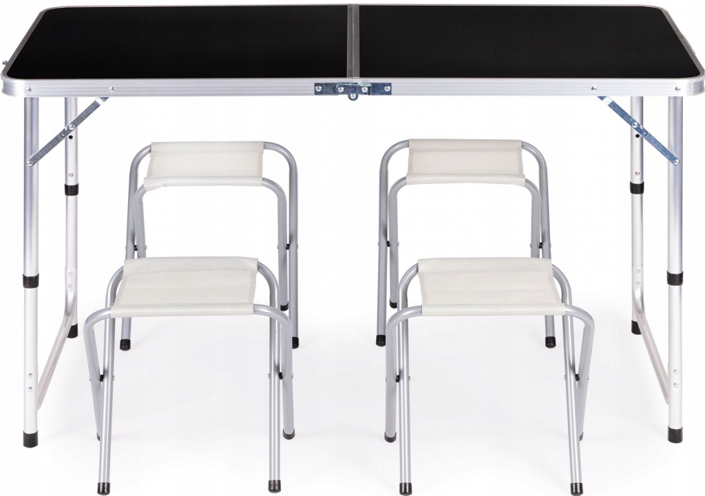 Prehozynapostel MULHTA120R-4S-B Skladací cateringový stôl 119,5x60 cm čierny so 4 stoličkami Čierna