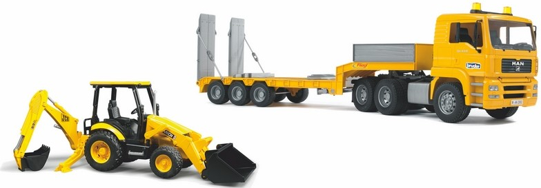 Bruder 1654 Nákladní auto MAN TGS+návěs+bagr JCB 2427